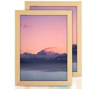 Zemiu 2Pack Premium A4 Picture Frame, Photo Frame in Size 29.7x 21 cm Use for Certificate/Wall Gallery/Photo Picture, Solid Wood with Clear Perspex Sheet-Natural