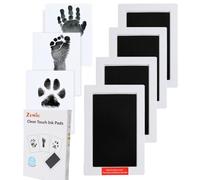 Zemiu Baby Handprint and Footprint Large Size Kit,4 Baby Handprint Ink Pads with Clean-Touch & 12 Imprint Cards,Inkless Print Kit Safe Non-Toxic for Baby Feet and Hands, Family Keepsake, Pet Paw-Black