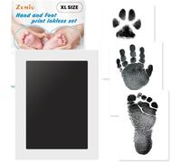 Zemiu Baby Handprint and Footprint XL Size Kit,1 Pack Baby Handprint Ink Pads with Clean-Touch & 3 Imprint Cards,Inkless Print Kit Safe Non-Toxic for Baby Feet and Hands, Family Keepsake, Pet Paw