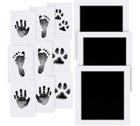 Zemiu Baby Handprint & Footprint Kit - Standard 10x8 cm, 3 Pcs Ink Pads with Clean-Touch & 9 Imprint Cards, Inkless Print Kit Safe Non-Toxic for Feet & Hands, Pet Paw Print - Black