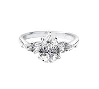 zemlite S925 Silver 2 Carat Teardrop Natural Diamond Ring for Women | D Color Brilliance | Excellent Cut | Unique Engagement Jewelry Choice