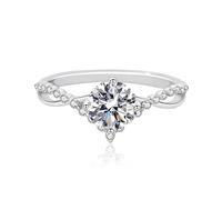 zemlite S925 Women Silver Ring D Color VVS1 Clarity Diamond | Unique Elegant Style for Romantic Proposal | Diamond Engagement Rings for Her