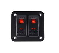 ZEMNLO 2 Gang Red Blue Rocker Switch Panel Dual Light Waterproof Control Circuit Breaker, For Car Marine Boat 12-24V Accessories Car Rocker Switch(Red)