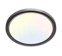 zemty 12W LED Ceiling Light, 3000K/4000K/6500K Bathroom Lights IP44 Waterproof, Black Ultra Thin Round Flush Lighting for Toilet Porch Hallway Utility Room 16cm