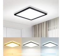 zemty 18CM LED Ceiling Light 3000K/4000K/6500K, 15W 1500LM Black Square Flush Bathroom Lights, Waterproof Ceiling Lighting for Bedroom Hallway Toilet