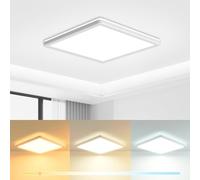 zemty 18CM LED Ceiling Light 3000K/4000K/6500K, 15W 1500LM Square Flush Bathroom Lights, Waterproof Ceiling Lighting for Bedroom Living Room Hallway Toilet