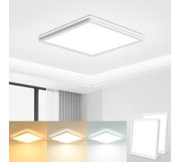 zemty 2 Pack 18CM LED Ceiling Light 3000K/4000K/6500K, 15W 1500LM Black Square Flush Bathroom Lights, Waterproof Ceiling Lighting for Bedroom Hallway Toilet