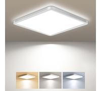 zemty Ceiling Light LED Ceiling Light Flat 3 Colours - 3000 K / 4000 K / 6500 K IP44 Waterproof Square Bathroom Lamp Ceiling 2100 lm Modern LED Deck Light for Hallway Kitchen Bathroom Bedroom Office