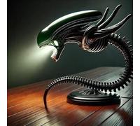 zemua 2025 New Sci-Fi LED Table Lamp Alien 3D Resin Night Light Black Space Theme Statue Ornaments Bedroom/Office Decoration Collectible Home Lighting Gift (1) (B)