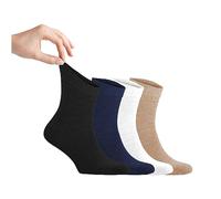 Zemy® Men Loose Diabetic Socks | 4-Pair Neuropathy Ankle Socks for Men | Super Soft Eco-Friendly Bamboo Material | Durable with Seamless Toe&Soft Top | Multicolour Options | 4 Seasons