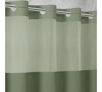 Zemyovia No Hooks Waffle Shower Curtain with Sheer Mesh Top, 260GSM Heavy Duty Fabric, Waterproof, Luxury Hotel Spa Style for Bathroom, Machine Washable, 180 x 190, Sage Green