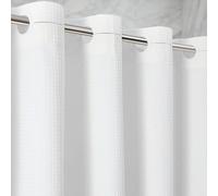 Zemyovia White Waterproof No Hooks Waffle Shower Curtain, 260GSM Heavy Duty Fabric, 180 x 190 cm, Luxury Hotel Spa Style for Bathroom, Machine Washable, with 10 Durable Split Grommets, Standard Size