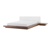 Beliani Waterbed Faux Leather Zen 180 X 200 Cm (Eu Super King) Brown Ash Wood