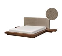 Bed Boucle ZEN 160 x 200 cm (EU King Size) Brown Ash Wood