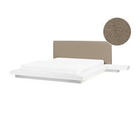 Bed with LED Boucle ZEN 160 x 200 cm (EU King Size) White