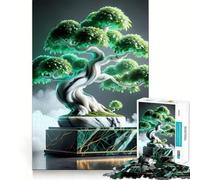 Zen Abstract Mable Bonsai 1000-piece Jigsaw Puzzles Think Exercise Game Tight Interlock No Gaps Interactive Brain Challenge for Home (38x26cm)