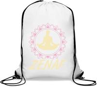 Zen Af Mandala Lotus Flower Pose Yoga Gym Sack Casual Drawstring Bag White