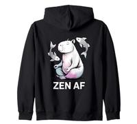 Zen AF Meditating Capybara Yoga Pose Spiritual Koi Namaste Zip Hoodie