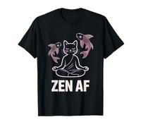 Zen AF Meditating Cat Yoga Pose Spiritual Koi Fish Namaste T-Shirt