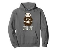ZEN AF Panda Meditating Yoga Mindful as F-ck Meme Pullover Hoodie, Adult Unisex, Asphalt Grey, Medium