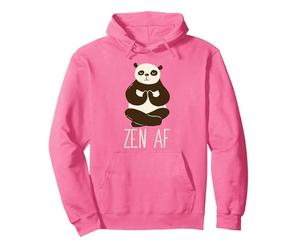 ZEN AF Panda Meditating Yoga Mindful as F-ck Meme Pullover Hoodie, Adult Unisex, Bright Pink, Small