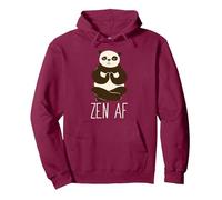 ZEN AF Panda Meditating Yoga Mindful as F-ck Meme Pullover Hoodie, Adult Unisex, Burgundy, Medium