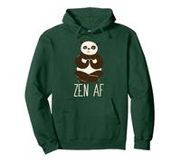 ZEN AF Panda Meditating Yoga Mindful as F-ck Meme Pullover Hoodie, Adult Unisex, Dark Green, Medium