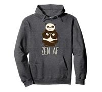 ZEN AF Panda Meditating Yoga Mindful as F-ck Meme Pullover Hoodie, Adult Unisex, Dark Heather Grey, XX-Large
