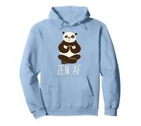 ZEN AF Panda Meditating Yoga Mindful as F-ck Meme Pullover Hoodie, Adult Unisex, Dusty Blue, XX-Large