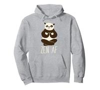ZEN AF Panda Meditating Yoga Mindful as F-ck Meme Pullover Hoodie, Adult Unisex, Heather Grey, Medium