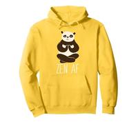 ZEN AF Panda Meditating Yoga Mindful as F-ck Meme Pullover Hoodie, Adult Unisex, Lemon Yellow, Medium