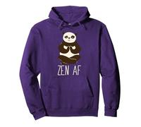 ZEN AF Panda Meditating Yoga Mindful as F-ck Meme Pullover Hoodie, Adult Unisex, Purple, Medium