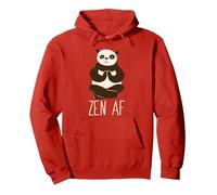 ZEN AF Panda Meditating Yoga Mindful as F-ck Meme Pullover Hoodie, Adult Unisex, Red, Small