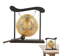 Zen Art Gong, 19.5 x 4.5 x 20 cm Chinese Table Top Gongs with Stand and Mallet, Taiji Dragon Symbols, Retro Doorbell, Meditation Desk Bell, Home Decor, Dre Instrument
