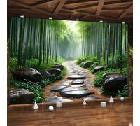 Zen Bamboo Forest Path 3D Photo Wallpaper Non-Woven Wall Mural Wall Mural Decoration Poste Premium Wallpaper Wall Art for Living Room Bedroom W500xH280 9yf251