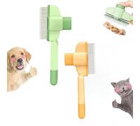 Zen Brush for Cats & Dogs, Avatore Zenbrush Pet Comb, Self-Cleaning Grooming Brush, Stainless Steel Teeth for Shedding Hair Removal 2-pack (Green+Yellow)