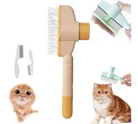 Zen Brush for Cats - Self-Cleaning Cat Comb, Flea & Fur Removal Tool with 360° Massage Teeth, Hypoallergenic Pet Comb for Shedding Control & Skin Care (1PC Yellow)