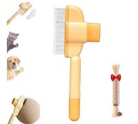 Zen-Brush For Cats, Zenbrush Cat Comb, Self-Cleaning Pet Flea Comb Grooming Brush, Multi-Function Grooming Brushes for Dogs and Cats, with Release Button and Stainless Steel Metal Teeth (Yellow)
