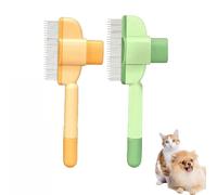 Zen Brush for Cats, ZenbrushCat Comb, Flea Comb for Cats and Dog LiceComb, Self Cleaning PetComb Grooming Brush,Cat Dog Pet GroomingBrush for Cleaning Shedding Hairs (Green + Yellow)