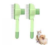Zen Brush for Cats, ZenbrushCat Comb, Flea Comb for Cats and Dog LiceComb, Self Cleaning PetComb Grooming Brush,Cat Dog Pet GroomingBrush for Cleaning Shedding Hairs (Green *2pcs)