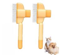 Zen Brush for Cats, ZenbrushCat Comb, Flea Comb for Cats and Dog LiceComb, Self Cleaning PetComb Grooming Brush,Cat Dog Pet GroomingBrush for Cleaning Shedding Hairs (Yellow*2pcs)