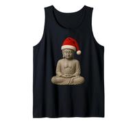 Zen Buddha Meditating Santa Hat Funny Holiday Christmas Tank Top