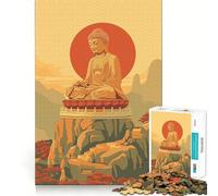 Zen Buddha Over Mountain Jigsaw for Adults 1000 Pieces Think Skill Game High Precision Die Cut Entertaining Challenge for Spare Time (38x26cm)