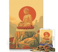 Zen Buddha Over Mountain Jigsaw Puzzle for Teenagers 1000 Pieces Brain Teasing Pleasant Leisure Smooth Edges Ideal Xmas Gift (38x52cm)