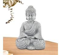 Zen Buddha Statue, Resin Meditation Decor Sculpture, 6.22x3.94x8.58 Inches Hand Painted Spiritual Table Ornament, Calm Mind Home Accent Figurine, Shelf Art Piece, Interior Decor for Living Space