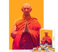 Zen Buddhist Monk Minimalist Art Illustration 1000 Piece Jigsaw Puzzles Strengthen Cognitive Ability And Skill Soothing Serene Leisure Play (38x26cm)