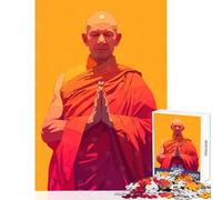 Zen Buddhist Monk Minimalist Art Illustration Jigsaws 1000 Pieces for Teenagers Boost Cognitive Clarity And Sharpness Mindful Calm Play Enjoyment (50x75cm)