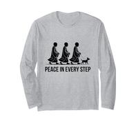 Zen Buddhist Monks Dog Walk Peace in Every Step Long Sleeve T-Shirt