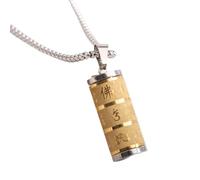 Zen Buddhist S925 Silver Mantra Cylinder Pendant, Adjustable 51-60cm Openable Amulet Necklace for Men Women, Matte Gold Lotus Skin-Friendly Blessing Present (gold)