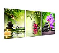 Zen Canvas Prints Wall Art - Spa Photos Still Life Painting Stone Orchid Hibiscus Green Bamboo Pictures Posters Modern Artwork Home Office Decoration Bathroom Kitchen Wall Decor 12x16inches Unframed